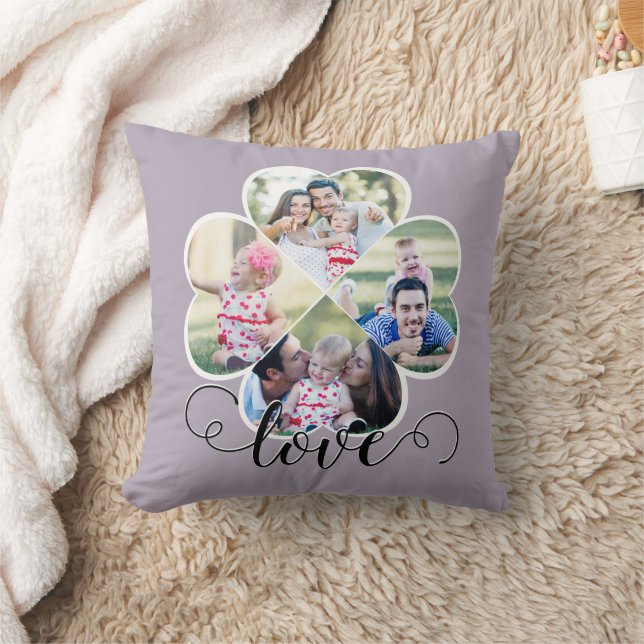 Modern Family Photo Heart Love Cushion (Blanket)
