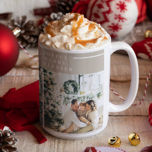 Modern Family Photo   Joyful Merry Blessed  Coffee Mug