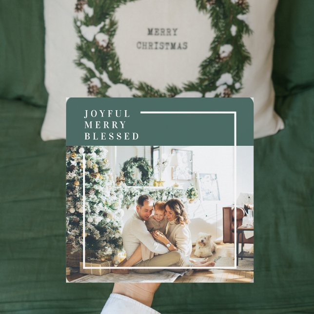 Modern Family Photo | Joyful Merry Blessed | Green (Creator Uploaded)