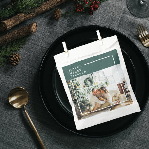 Modern Family Photo   Joyful Merry Blessed   Green Favour Bags