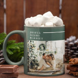 Modern Family Photo | Joyful Merry Blessed | Green Mug<br><div class="desc">Modern Family Photo | Joyful Merry Blessed | Green</div>