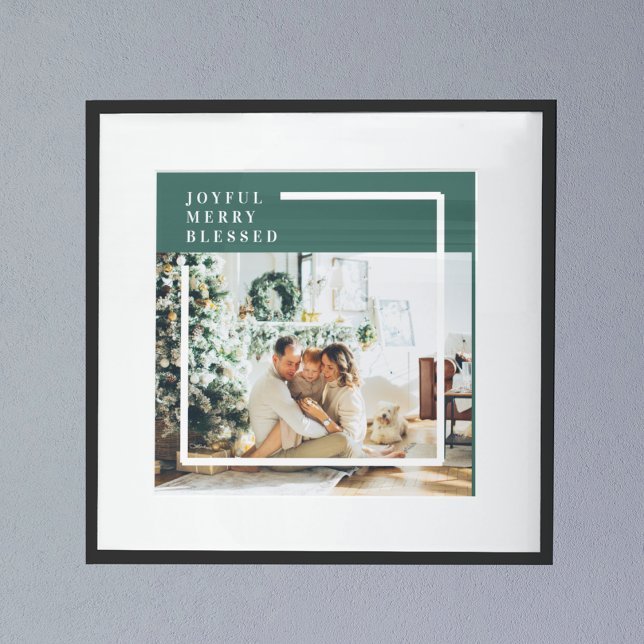 Modern Family Photo | Joyful Merry Blessed | Green Poster (Creator Uploaded)