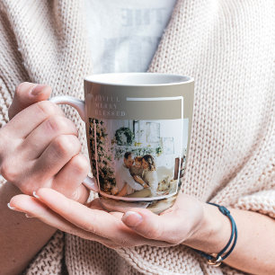 Modern Family Photo   Joyful Merry Blessed  Latte Mug