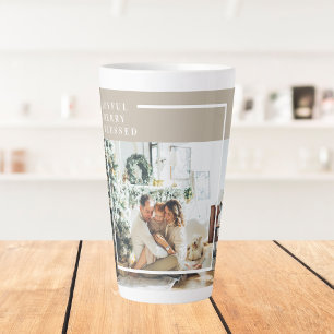 Modern Family Photo   Joyful Merry Blessed  Latte Mug