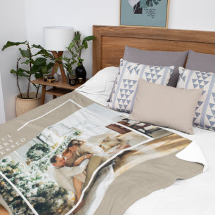 Modern Family Photo   Joyful Merry Blessed  Sherpa Blanket