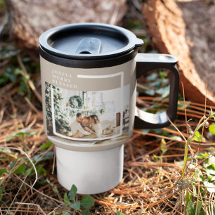 Modern Family Photo   Joyful Merry Blessed  Travel Mug