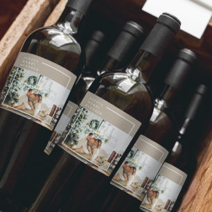 Modern Family Photo Joyful Merry Blessed Wine Label