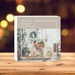 Modern Family Photo | Joyful Merry Blessed  Wooden Box Sign<br><div class="desc">Modern Family Photo | Joyful Merry Blessed</div>