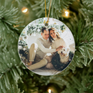 Modern Family Photo Merry & Bright Ceramic Tree Decoration