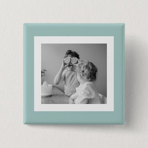 Modern  Family Photo Mint Simple Lovely Gift 15 Cm Square Badge