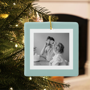 Modern  Family Photo Mint Simple Lovely Gift  Ceramic Ornament