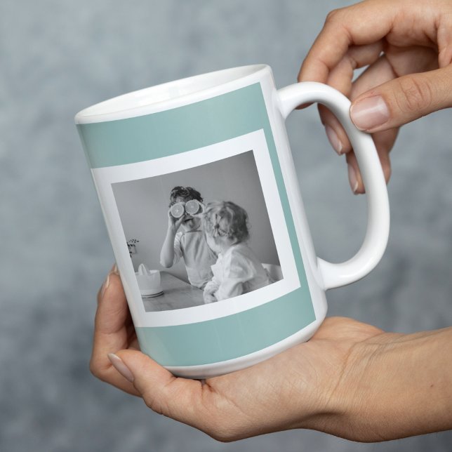 Modern  Family Photo Mint Simple Lovely Gift Coffee Mug (Creator Uploaded)