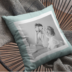 Modern  Family Photo Mint Simple Lovely Gift Cushion