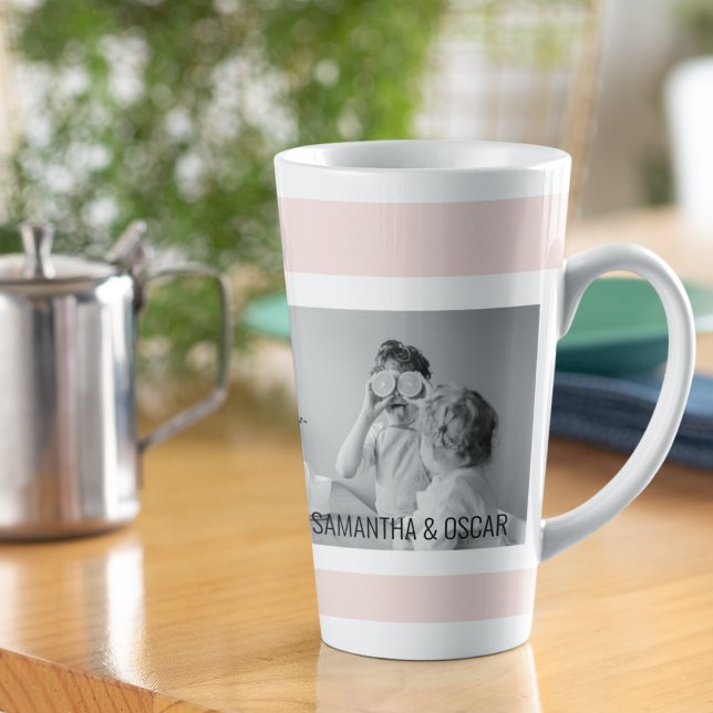 Modern  Family Photo Mint Simple Lovely Gift Latte Mug (Creator Uploaded)