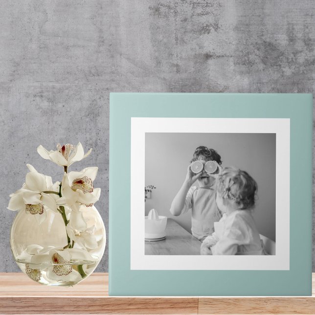 Modern  Family Photo Mint Simple Lovely Gift Tile (Creator Uploaded)