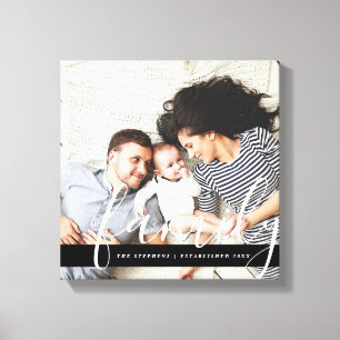 Modern Family Photo Monogram and Established Date Canvas Print
