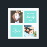 modern family photo pastel monogram canvas print<br><div class="desc">Pastel colour palette two photo customised wall art with elegant script "love" and "family" and your own monogram and date. Beautiful personalised home decor accent</div>