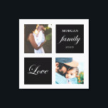 modern family photo pastel monogram canvas print<br><div class="desc">Pastel colour palette two photo customised wall art with elegant script "love" and "family" and your own monogram and date. Beautiful personalised home decor accent</div>