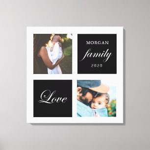 modern family photo pastel monogram canvas print