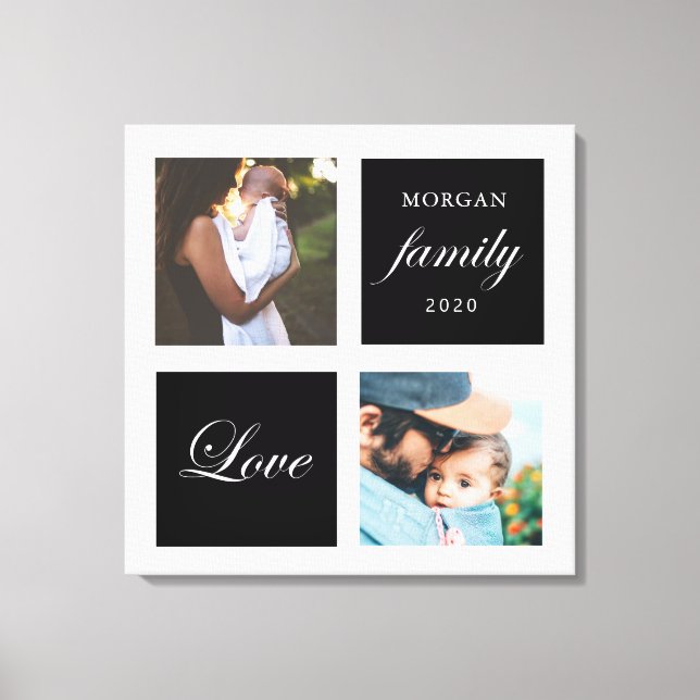 modern family photo pastel monogram canvas print (Front)