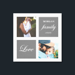 modern family photo pastel monogram canvas print<br><div class="desc">Pastel colour palette two photo customised wall art with elegant script "love" and "family" and your own monogram and date. Beautiful personalised home decor accent</div>