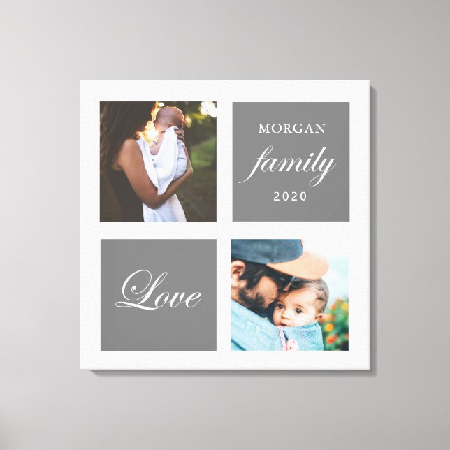 modern family photo pastel monogram canvas print (Front)