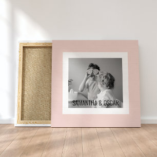 Modern Family Photo Pastel Pink Simple Gift Canvas Print