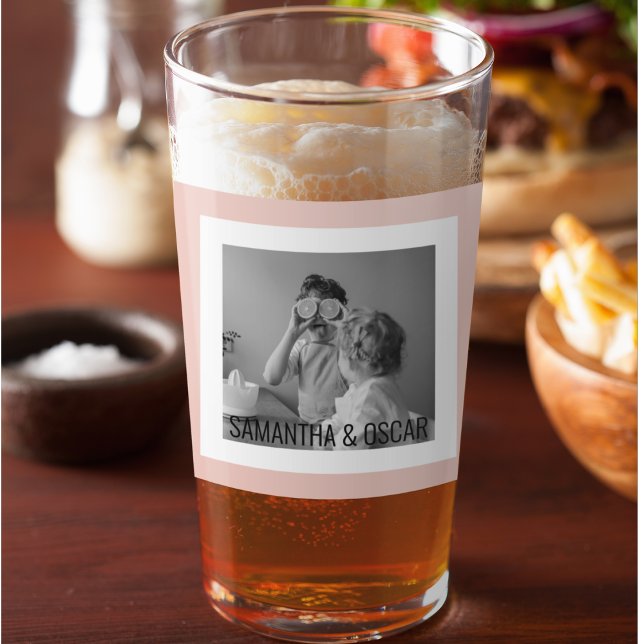 Modern  Family Photo Pastel Pink Simple Gift Glass (Creator Uploaded)