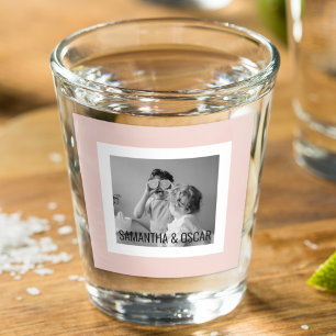 Modern  Family Photo Pastel Pink Simple Gift Shot Glass