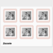 Modern  Family Photo Pastel Pink Simple Gift Square Sticker (Sheet)