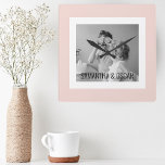 Modern  Family Photo Pastel Pink Simple Gift Square Wall Clock<br><div class="desc">Modern  Family Photo Pastel Pink Simple Gift</div>