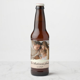 Modern Family Photo & Personalised Name Gift Beer Bottle Label