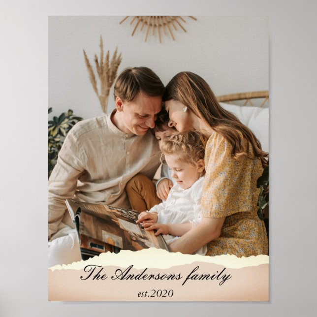 Modern Family Photo & Personalised Name Gift Poster (Front)