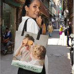 Modern Family Photo & Personalised Name Mint Gift Tote Bag<br><div class="desc">Introducing the Modern Family Photo & Personalised Name Mint Gift! This unique and thoughtful gift is designed to celebrate and cherish your family's special moments.Give the gift of cherished memories and personalised sweetness with the Modern Family Photo & Personalised Name Mint Gift. It's a meaningful and delightful way to celebrate...</div>