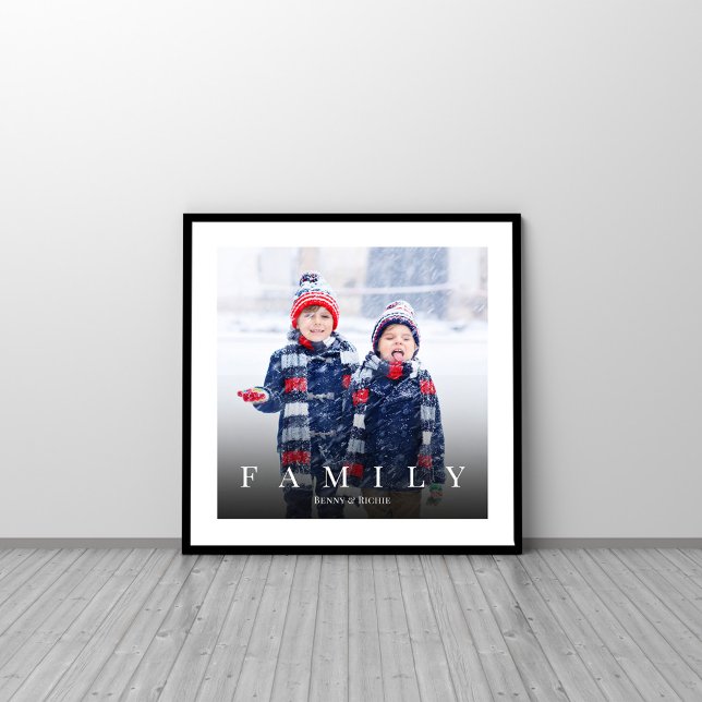 Modern Family Photo Personalised Template (Simple minimalist modern style photo square print with a simple white border. )