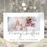 Modern Family Photo Script Merry Christmas Card<br><div class="desc">Modern Family Photo Script Merry Christmas.  Simply replace the sample photo with your own and personalise with your greeting and names at the bottom. Merry Christmas is in a stylish set script. Also available as a pritable digital download which you can also send as an e-card.</div>