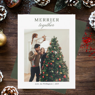 Modern Family Photo Script Merry Christmas Holiday Card