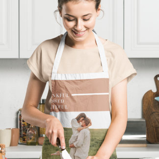 Modern Family Photo | Thankful Blessed Grateful Apron