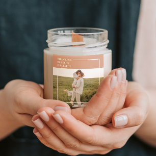 Modern Family Photo   Thankful Blessed Grateful Square Sticker