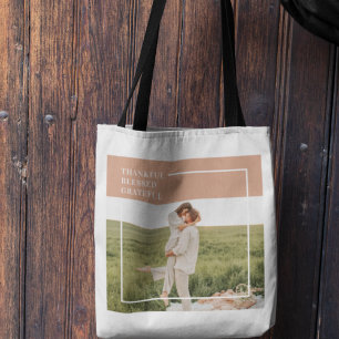 Modern Family Photo   Thankful Blessed Grateful Tote Bag