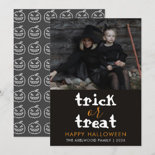Modern Family Photo Trick or Treat Happy Halloween Holiday Card