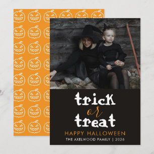 Modern Family Photo Trick or Treat Happy Halloween Holiday Card