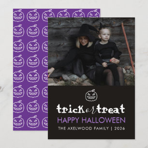 Modern Family Photo Trick or Treat Happy Halloween Holiday Card