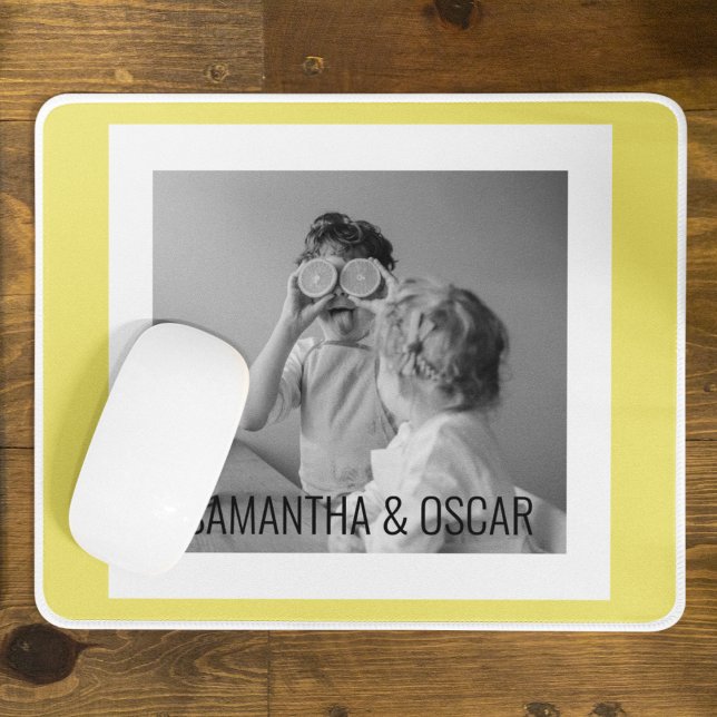 Modern  Family Photo Yellow Simple Lovely Gift Mouse Mat (Creator Uploaded)
