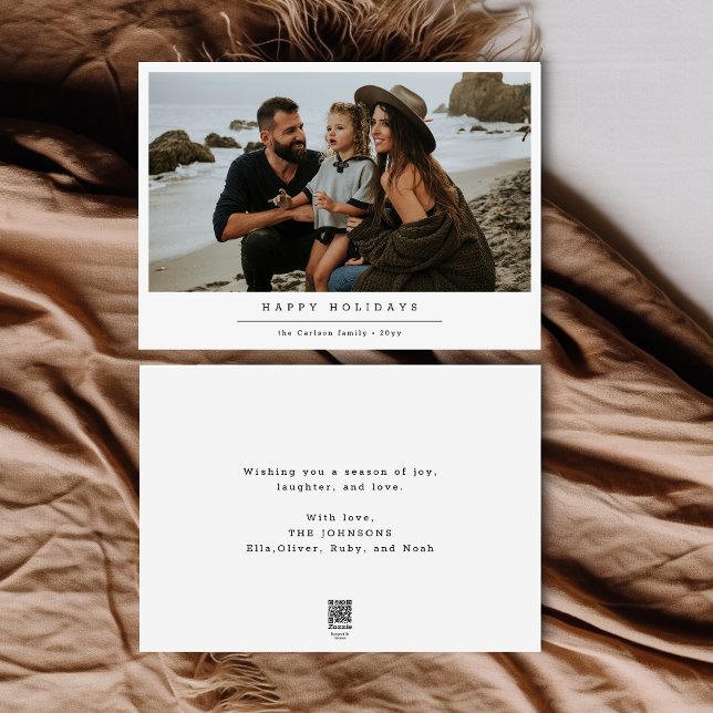 Modern Family Portrait Coastal Beach Christmas Holiday Card (Creator Uploaded)