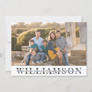 Modern Family Portrait Custom Last Name Christmas Holiday Card