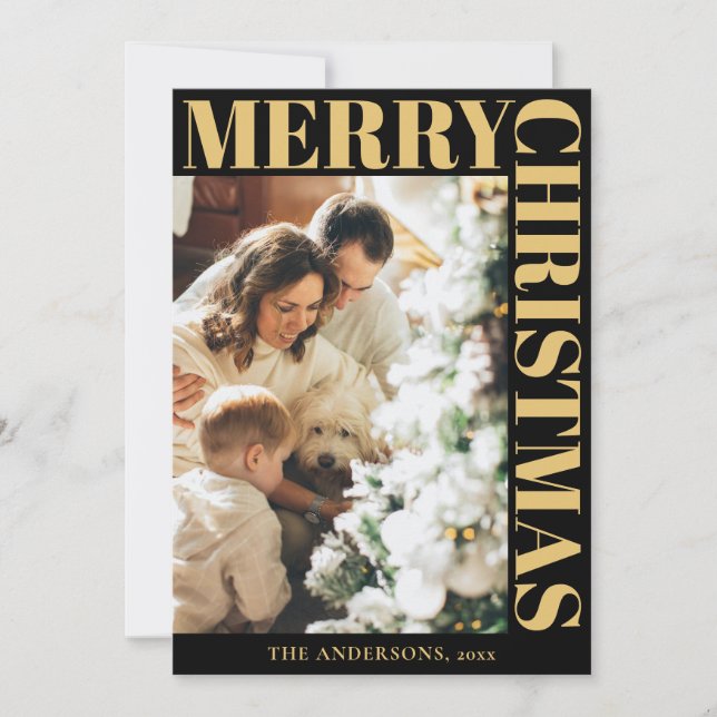 Modern Family Portrait Merry Christmas  Holiday Card (Front)
