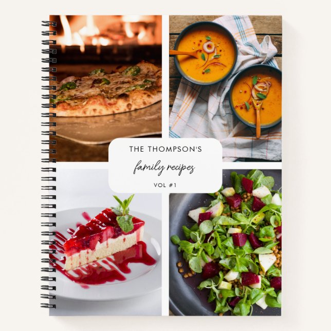 Modern Family Recipes 4 Photo Collage Recipe  Notebook (Front)