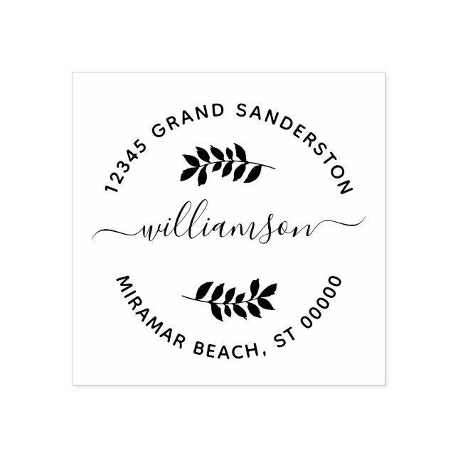 Modern Family Return Address Stamp Greenery Leaf (Imprint)