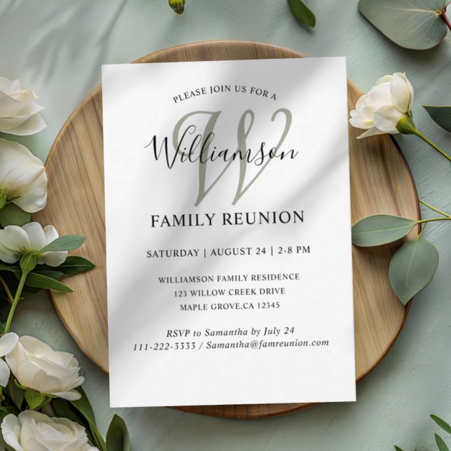 Modern Family Reunion Monogram Invitation (Creator Uploaded)